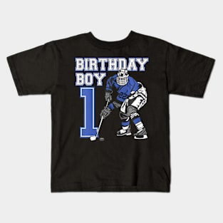 Kids 1 Year Old Ice Hockey Themed Birthday Party 1St Boy Kids T-Shirt